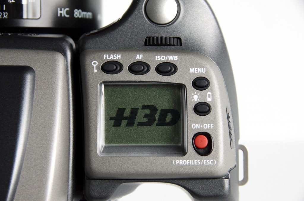 The top of the Hasselblad H3D is shown