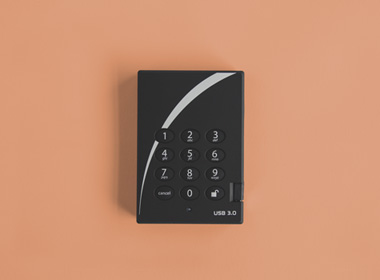 Picture of a secure drive with pin code keypad